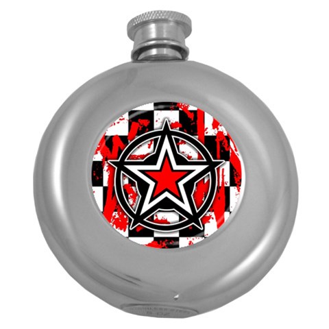Star Checkerboard Splatter Hip Flask (5 oz) from ArtsNow.com Front