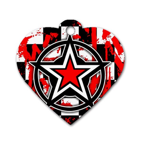 Star Checkerboard Splatter Dog Tag Heart (One Side) from ArtsNow.com Front