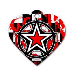 Star Checkerboard Splatter Dog Tag Heart (Two Sides) from ArtsNow.com Front