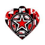 Star Checkerboard Splatter Dog Tag Heart (Two Sides)