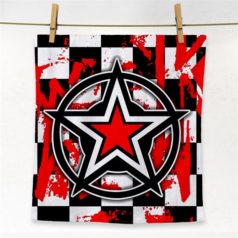 Star Checkerboard Splatter Face Towel from ArtsNow.com Front