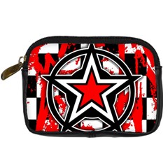 Star Checkerboard Splatter Digital Camera Leather Case from ArtsNow.com Front