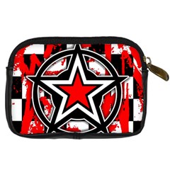 Star Checkerboard Splatter Digital Camera Leather Case from ArtsNow.com Back