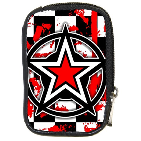 Star Checkerboard Splatter Compact Camera Leather Case from ArtsNow.com Front
