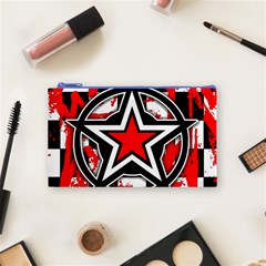 Star Checkerboard Splatter Cosmetic Bag (Small) from ArtsNow.com Front