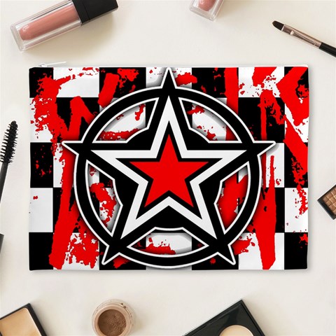 Star Checkerboard Splatter Cosmetic Bag (XL) from ArtsNow.com Front