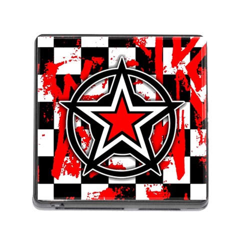 Star Checkerboard Splatter Memory Card Reader with Storage (Square) from ArtsNow.com Front