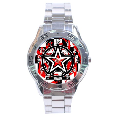 Star Checkerboard Splatter Stainless Steel Analogue Men’s Watch from ArtsNow.com Front