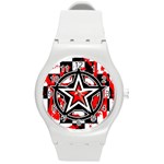 Star Checkerboard Splatter Round Plastic Sport Watch Medium