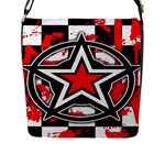 Star Checkerboard Splatter Flap Closure Messenger Bag (Large)