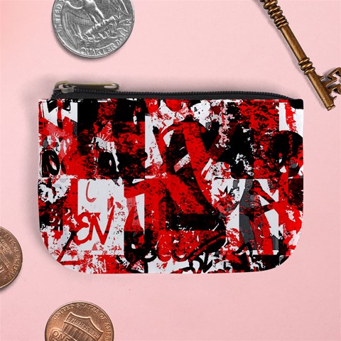 Red Graffiti Mini Coin Purse from ArtsNow.com Front