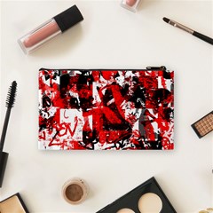 Red Graffiti Cosmetic Bag (Small) from ArtsNow.com Back