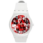 Red Graffiti Round Plastic Sport Watch Medium