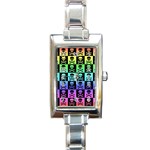 Rainbow Skull Checkerboard Rectangular Italian Charm Watch