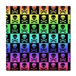 Rainbow Skull Checkerboard Tile Coaster