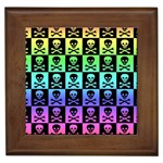 Rainbow Skull Checkerboard Framed Tile