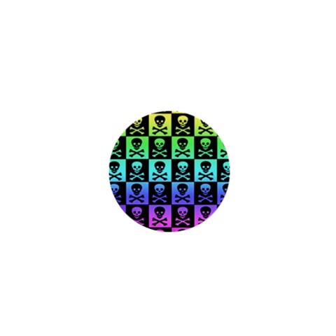 Rainbow Skull Checkerboard 1  Mini Button from ArtsNow.com Front
