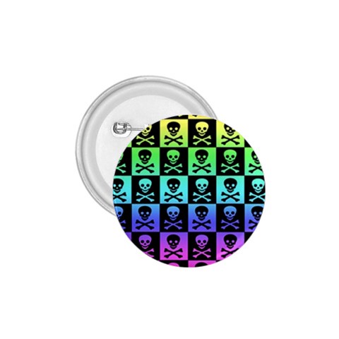 Rainbow Skull Checkerboard 1.75  Button from ArtsNow.com Front