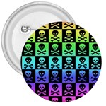Rainbow Skull Checkerboard 3  Button