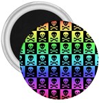 Rainbow Skull Checkerboard 3  Magnet