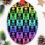 Rainbow Skull Checkerboard Ornament (Oval)