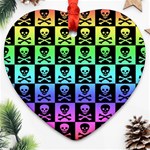 Rainbow Skull Checkerboard Ornament (Heart)