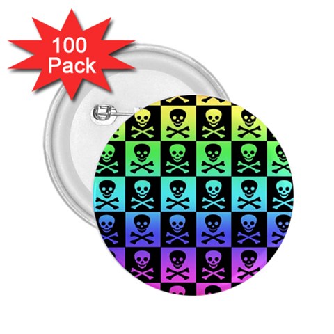 Rainbow Skull Checkerboard 2.25  Button (100 pack) from ArtsNow.com Front