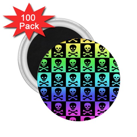 Rainbow Skull Checkerboard 2.25  Magnet (100 pack)  from ArtsNow.com Front