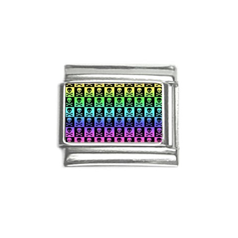 Rainbow Skull Checkerboard Italian Charm (9mm) from ArtsNow.com Front