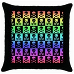 Rainbow Skull Checkerboard Throw Pillow Case (Black)