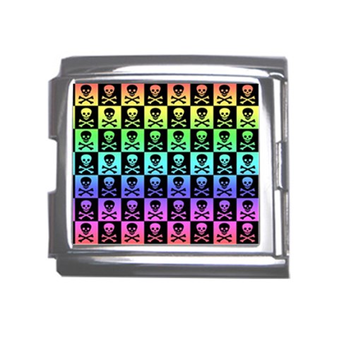 Rainbow Skull Checkerboard Mega Link Italian Charm (18mm) from ArtsNow.com Front