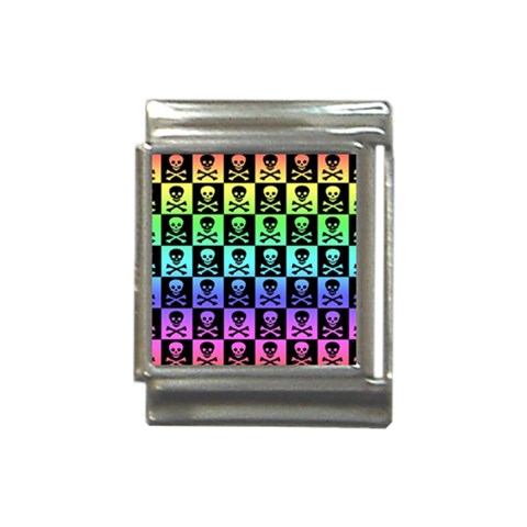 Rainbow Skull Checkerboard Italian Charm (13mm) from ArtsNow.com Front