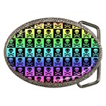 Rainbow Skull Checkerboard Belt Buckle