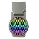 Rainbow Skull Checkerboard Money Clip (Round)