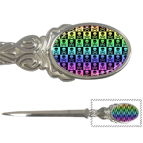 Rainbow Skull Checkerboard Letter Opener from ArtsNow.com Front