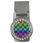 Rainbow Skull Checkerboard Money Clip (CZ)