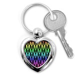 Rainbow Skull Checkerboard Key Chain (Heart)