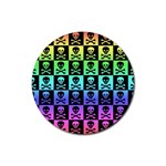 Rainbow Skull Checkerboard Rubber Round Coaster (4 pack)