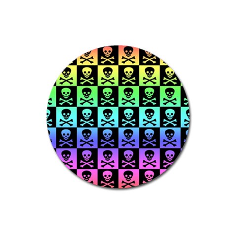 Rainbow Skull Checkerboard Magnet 3  (Round) from ArtsNow.com Front