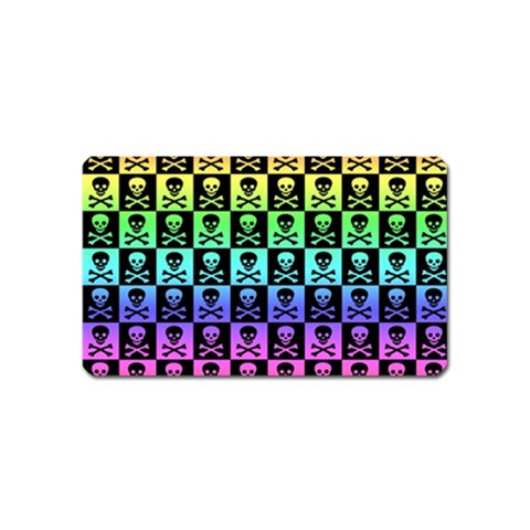 Rainbow Skull Checkerboard Magnet (Name Card) from ArtsNow.com Front