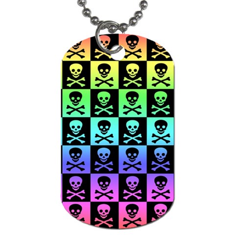 Rainbow Skull Checkerboard Dog Tag (One Side) from ArtsNow.com Front