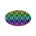 Rainbow Skull Checkerboard Sticker Oval (100 pack)