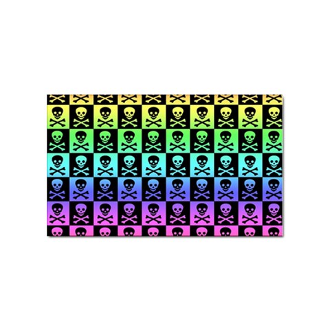 Rainbow Skull Checkerboard Sticker Rectangular (10 pack) from ArtsNow.com Front