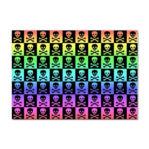 Rainbow Skull Checkerboard Sticker A4 (100 pack) from ArtsNow.com Front