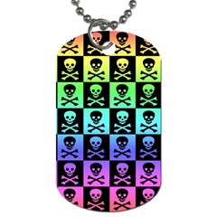 Rainbow Skull Checkerboard Dog Tag (Two Sides) from ArtsNow.com Back