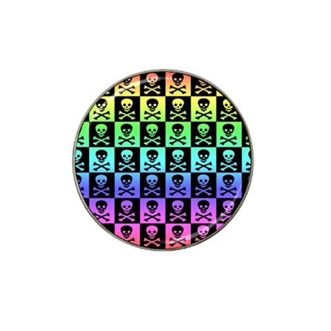 Rainbow Skull Checkerboard Hat Clip Ball Marker from ArtsNow.com Front