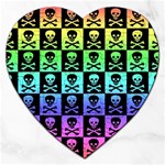 Rainbow Skull Checkerboard Jigsaw Puzzle (Heart)