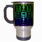 Rainbow Skull Checkerboard Travel Mug (Silver Gray)