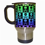 Rainbow Skull Checkerboard Travel Mug (White)