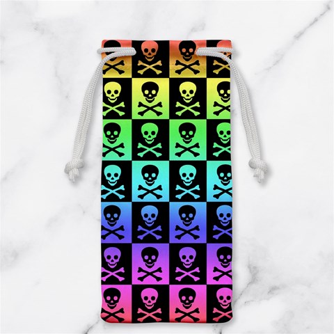Rainbow Skull Checkerboard Jewelry Bag from ArtsNow.com Front